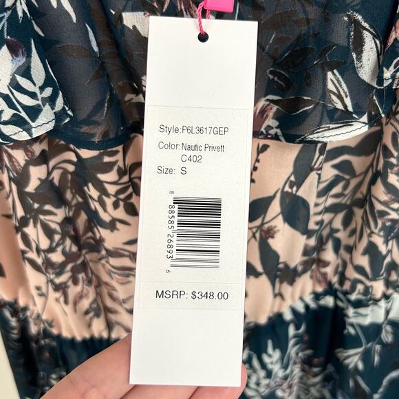 NWT Parker Reuben Combo Asymmetric Hem Midi Dress in Nautic Privett Small - Picture 8 of 9